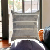 20" X 20" Gray Chevron Wool Blend Zippered Down Pillow