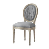 Tufted Gray and Brown Upholstered Linen Dining Side Chair