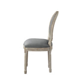 Tufted Gray and Brown Upholstered Linen Dining Side Chair