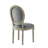 Tufted Gray and Brown Upholstered Linen Dining Side Chair