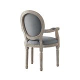 Tufted Gray and Brown Upholstered Linen Dining Arm Chair