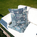 Set of Two 16" X 16" Gray and White Elephant Blown Seam Eclectic Indoor Outdoor Throw Pillow