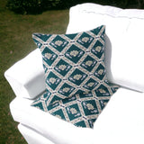 Set of Two 16" X 16" Green and Yellow Peacock Blown Seam Floral Indoor Outdoor Throw Pillow