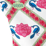 Set of Two 16" X 16" Blue and Pink Peacock Blown Seam Floral Indoor Outdoor Throw Pillow