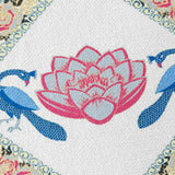 Set of Two 16" X 16" Blue and White Peacock Blown Seam Floral Indoor Outdoor Throw Pillow