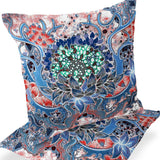 Set of Two 16" X 16" Green and Red Blown Seam Floral Indoor Outdoor Throw Pillow