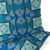 Set of Two 16" X 16" Blue and Green Blown Seam Eclectic Indoor Outdoor Throw Pillow