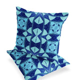 Set of Two 16" X 16" Blue and Green Blown Seam Eclectic Indoor Outdoor Throw Pillow