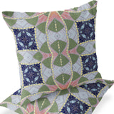 Set of Two 16" X 16" Blue and Green Blown Seam Eclectic Indoor Outdoor Throw Pillow