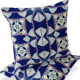 Set of Two 16" X 16" Green and Pink Blown Seam Eclectic Indoor Outdoor Throw Pillow