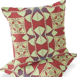 Set of Two 16" X 16" Blue and Yellow Blown Seam Eclectic Indoor Outdoor Throw Pillow