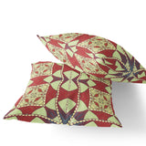 Set of Two 16" X 16" Yellow Red Blown Seam Eclectic Indoor Outdoor Throw Pillow