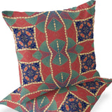 Set of Two 16" X 16" Yellow Red Blown Seam Eclectic Indoor Outdoor Throw Pillow