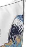 Set of Two 16" X 16" Blue and White Blown Seam Damask Indoor Outdoor Throw Pillow