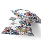 Set of Two 16" X 16" Gray and Red Blown Seam Floral Indoor Outdoor Throw Pillow