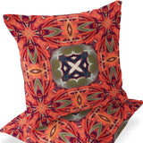 Set of Two 16" X 16" Pink and White Butterfly Blown Seam Floral Indoor Outdoor Throw Pillow