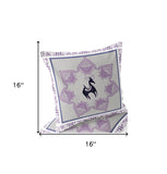 Set of Two 16" X 16" Green and Pink Blown Seam Floral Indoor Outdoor Throw Pillow