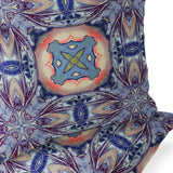 Set of Two 16" X 16" Blue and Green Blown Seam Floral Indoor Outdoor Throw Pillow