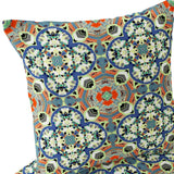 Set of Two 16" X 16" Blue and Green Blown Seam Floral Indoor Outdoor Throw Pillow