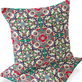 Set of Two 16" X 16" Gray and Orange Blown Seam Floral Indoor Outdoor Throw Pillow