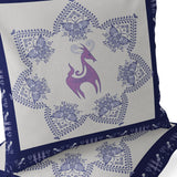 Set of Two 16" X 16" Blue and Green Blown Seam Floral Indoor Outdoor Throw Pillow