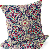 Set of Two 16" X 16" Blue and Purple Horse Blown Seam Eclectic Indoor Outdoor Throw Pillow