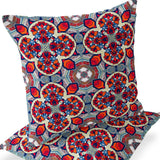 Set of Two 16" X 16" Purple and White Blown Seam Floral Indoor Outdoor Throw Pillow