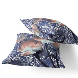 Set of Two 16" X 16" Blue and Gray Butterfly Blown Seam Floral Indoor Outdoor Throw Pillow
