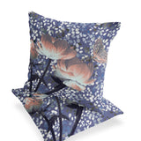 Set of Two 16" X 16" Blue and Gray Butterfly Blown Seam Floral Indoor Outdoor Throw Pillow