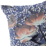 Set of Two 16" X 16" Blue and Gray Butterfly Blown Seam Floral Indoor Outdoor Throw Pillow