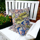 Set of Two 16" X 16" Blue and Yellow Butterfly Blown Seam Floral Indoor Outdoor Throw Pillow
