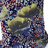 Set of Two 16" X 16" Blue and Yellow Butterfly Blown Seam Floral Indoor Outdoor Throw Pillow