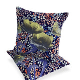 Set of Two 16" X 16" Pink and Purple Butterfly Blown Seam Floral Indoor Outdoor Throw Pillow