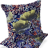 Set of Two 16" X 16" Pink and Purple Butterfly Blown Seam Floral Indoor Outdoor Throw Pillow
