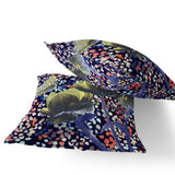 Set of Two 16" X 16" Pink and Purple Butterfly Blown Seam Floral Indoor Outdoor Throw Pillow
