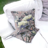 Set of Two 16" X 16" Gray and Yellow Butterfly Blown Seam Floral Indoor Outdoor Throw Pillow