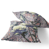 Set of Two 16" X 16" Gray and Yellow Butterfly Blown Seam Floral Indoor Outdoor Throw Pillow
