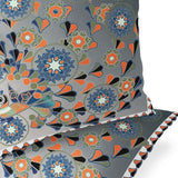 Set of Two 16" X 16" Gray and Orange Peacock Blown Seam Floral Indoor Outdoor Throw Pillow