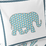 Set of Two 16" X 16" Gray and White Peacock Blown Seam Floral Indoor Outdoor Throw Pillow