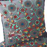 Set of Two 16" X 16" Blue and White Elephant Blown Seam Animal Print Indoor Outdoor Throw Pillow