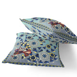 Set of Two 16" X 16" Green and Brown Peacock Blown Seam Floral Indoor Outdoor Throw Pillow