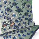 Set of Two 16" X 16" Green and Red Peacock Blown Seam Floral Indoor Outdoor Throw Pillow