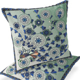 Set of Two 16" X 16" Green and Brown Peacock Blown Seam Floral Indoor Outdoor Throw Pillow