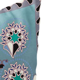 Set of Two 16" X 16" Blue and Purple Peacock Blown Seam Floral Indoor Outdoor Throw Pillow
