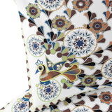 Set of Two 16" X 16" Blue and Purple Peacock Blown Seam Floral Indoor Outdoor Throw Pillow