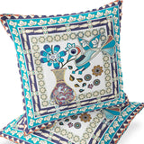 Set of Two 16" X 16" Green and Red Peacock Blown Seam Floral Indoor Outdoor Throw Pillow