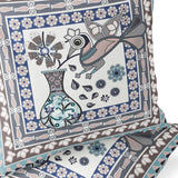 Set of Two 16" X 16" Green and Pink Peacock Blown Seam Floral Indoor Outdoor Throw Pillow
