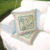 Set of Two 16" X 16" Beige and Pink Peacock Blown Seam Floral Indoor Outdoor Throw Pillow