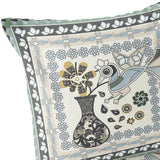 Set of Two 16" X 16" Blue and Gray Peacock Blown Seam Floral Indoor Outdoor Throw Pillow