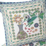 Set of Two 16" X 16" Blue and Yellow Peacock Blown Seam Floral Indoor Outdoor Throw Pillow